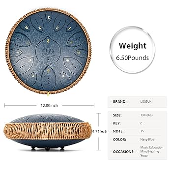 Amazon.com: Steel Tongue Drum 13 Inches 15 Notes, Hand Pan